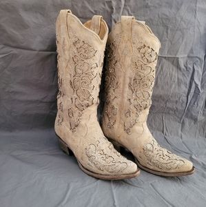 Corral white glitter inlay western boots